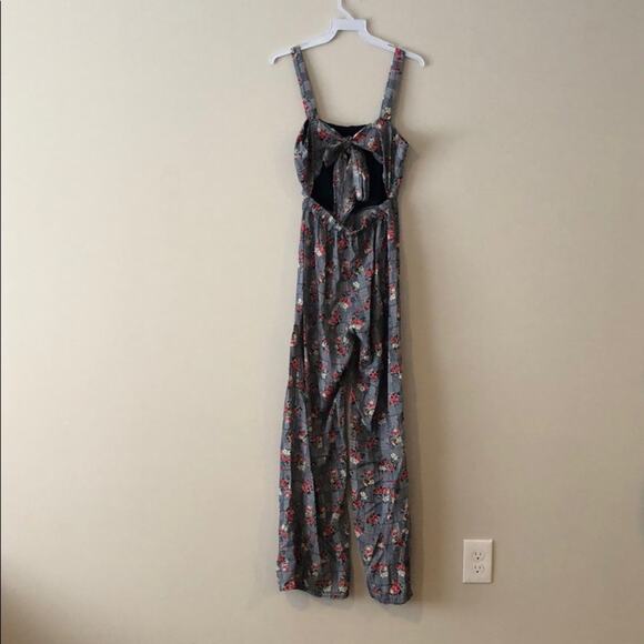 Floral Plaid Jumpsuit Tie Back - Picture 9 of 9